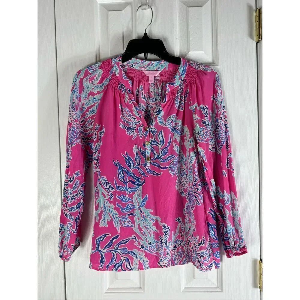 Lilly Pulitzer Womens Silk Blouse Size XS